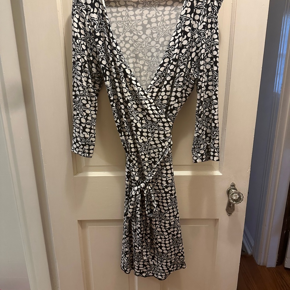 Elegant Black and White Wrap Dress